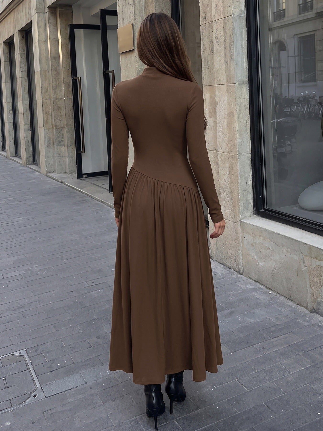 Elegant Mock Neck Maxi Dress