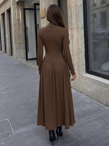 Elegant Mock Neck Maxi Dress