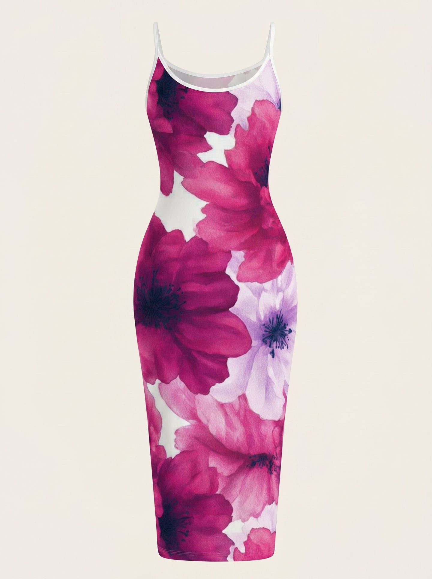 CAPRI Floral Print Sleeveless Bodycon Midi Dress