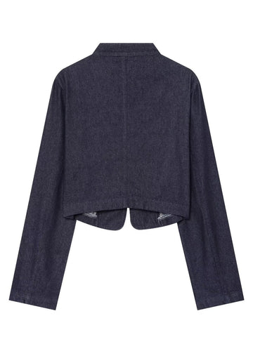 Military Inspired Cropped Denim Jacket