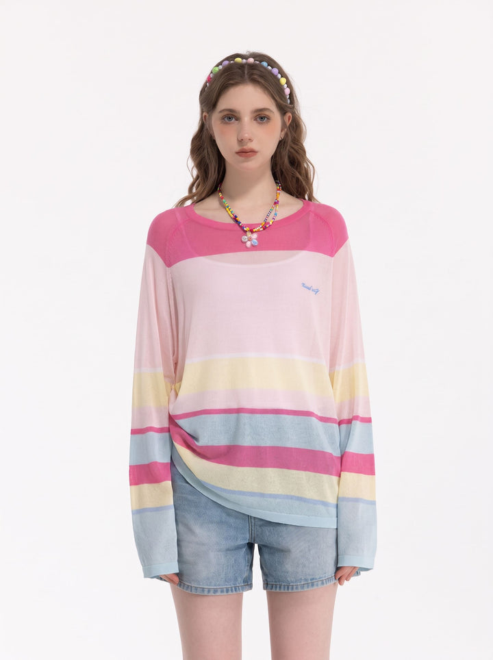 Striped Drawstring Side Knit Sweater
