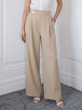 High Waisted Pleated Wide Leg Trousers