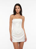 Strapless Draped Satin Mini Dress