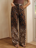 High Waisted Floral Print Jeans