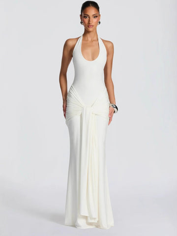 Halter Neck Draped Maxi Dress