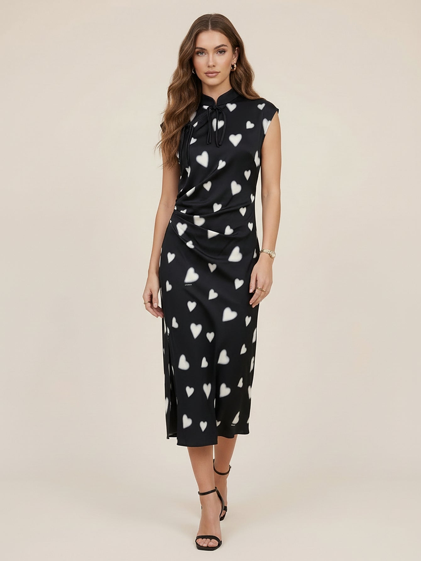 Heart Print Slit Dress