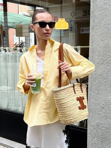 Oversized Striped Button Down Shirt