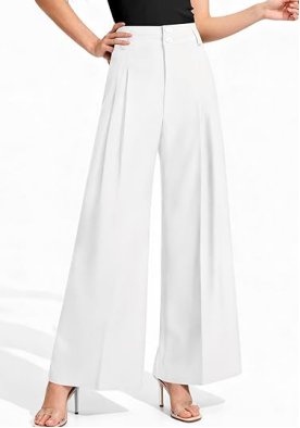 High Waisted Pleated Wide Leg Trousers