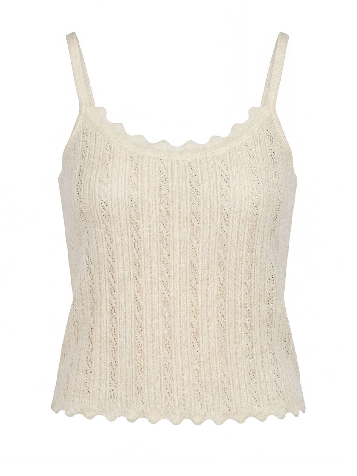 Scalloped Trim Ribbed Knit Tank