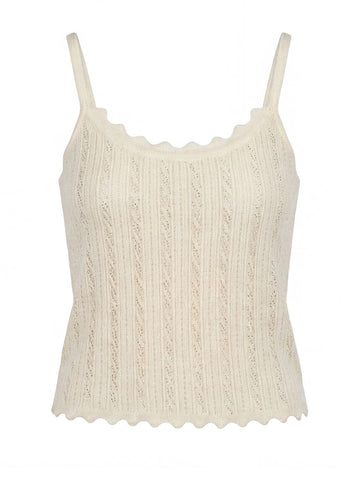 Scalloped Trim Ribbed Knit Tank