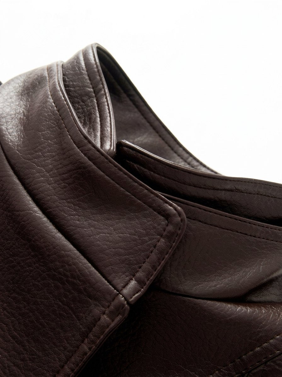 Cinched Waist Faux Leather Jacket