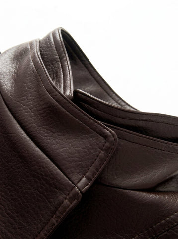 Cinched Waist Faux Leather Jacket