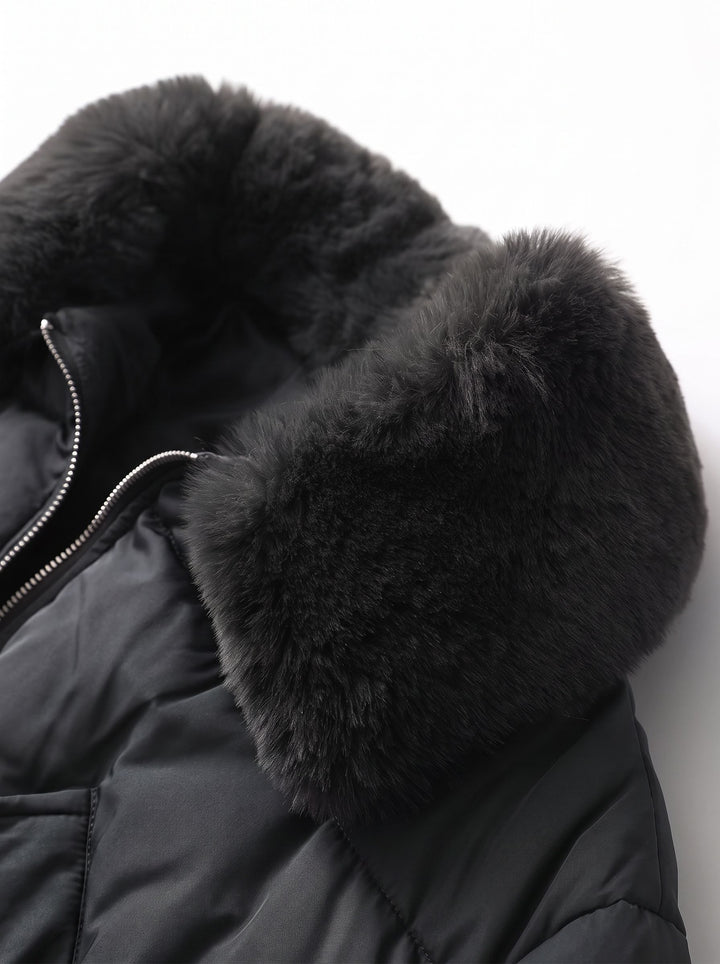 Faux Fur Collar Cropped Puffer Jacket