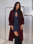 Elegant Burgundy Tailored Wool Coat