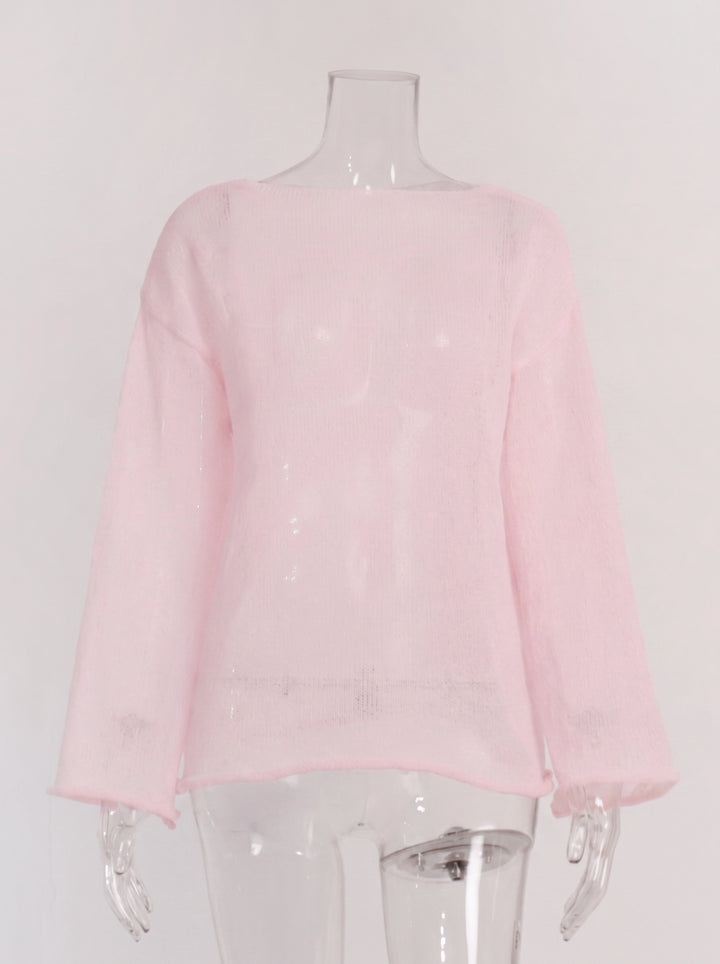 Oversized Lightweight Boat Neck Knit Sweater