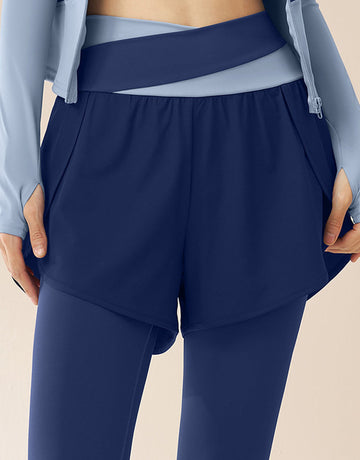High-Waisted Shorts Overlay Athleisure Leggings