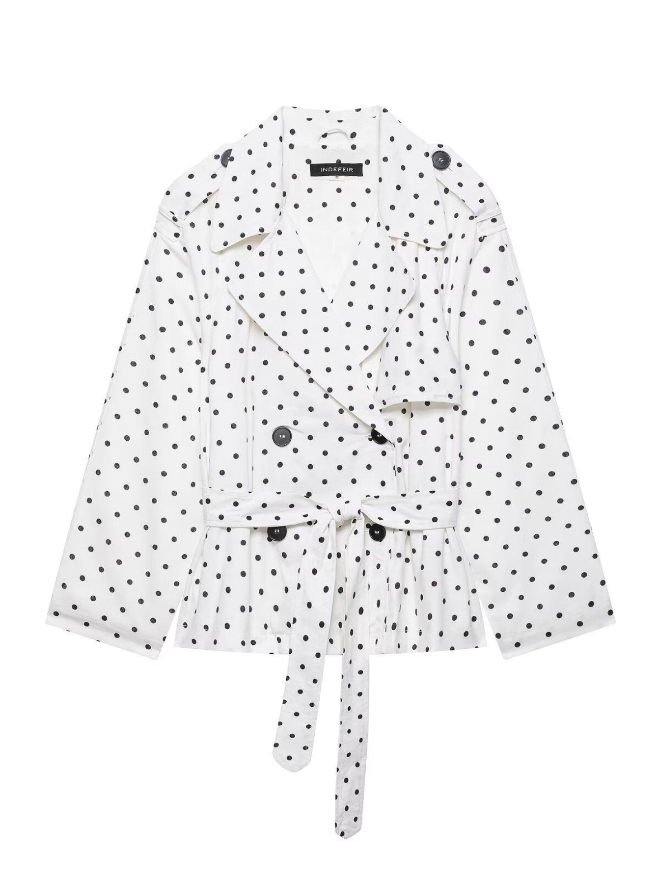 Polka Dot Belted Cropped Jacket