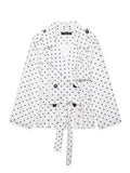 Polka Dot Belted Cropped Jacket