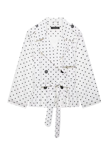Polka Dot Belted Cropped Jacket