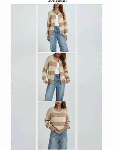 Cozy Striped Button Down Cardigan
