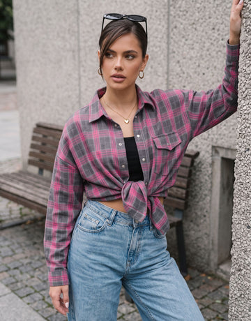 Oversized Plaid Button Up Shirt