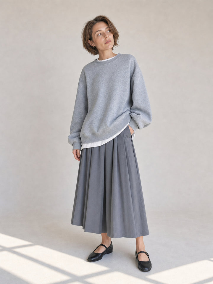 Oversized Mock Neck Pullover Sweatshirt