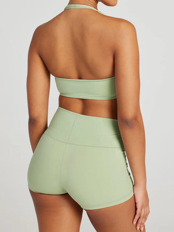 Ruched Sports Bra High-Waisted Shorts Sporty Set
