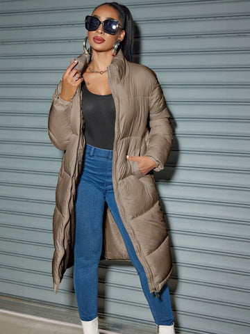 Slim Fit Long Puffer Coat