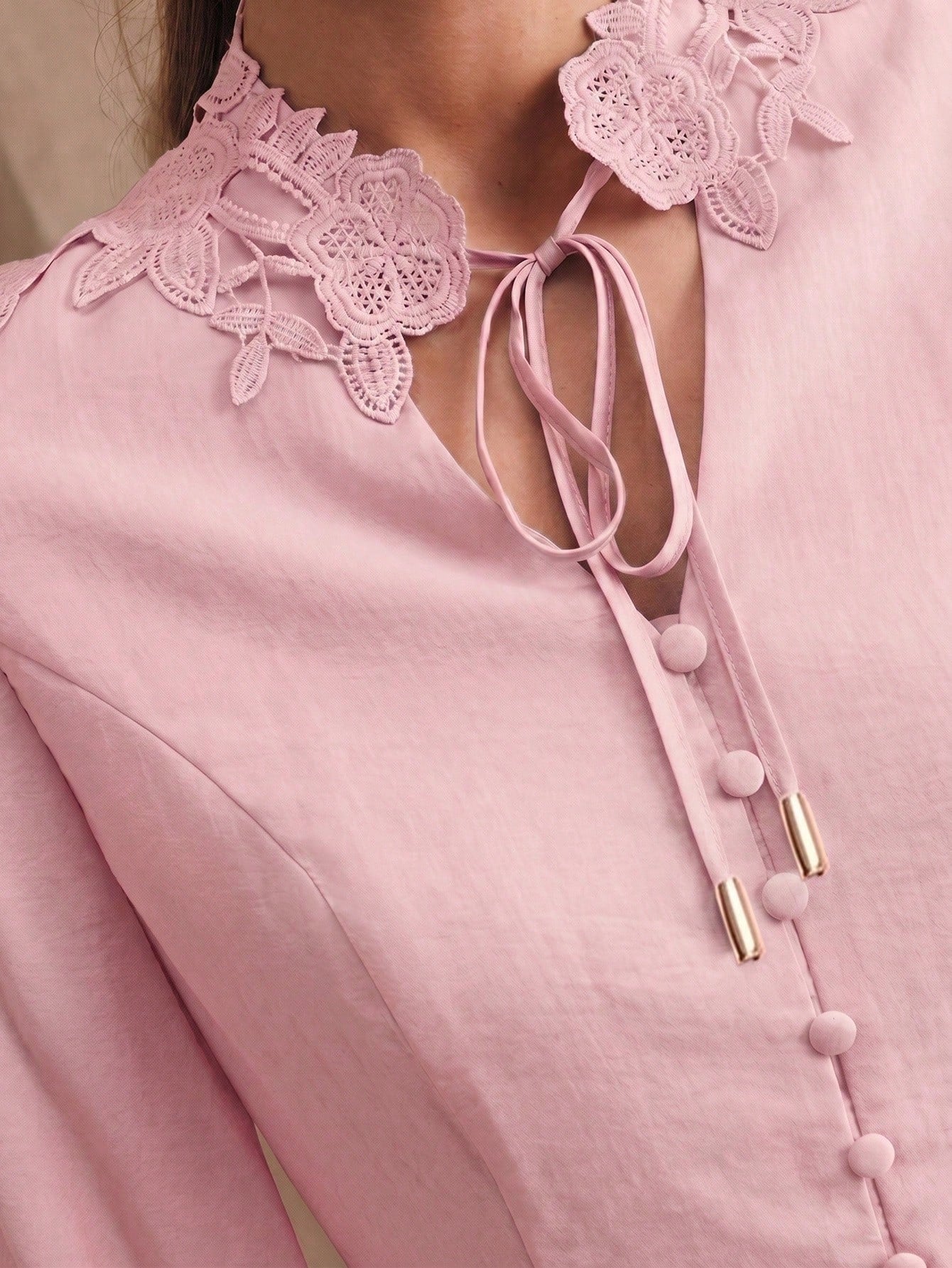 Floral Embroidered Button Down Blouse