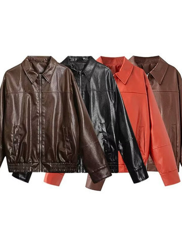 Oversized Vintage Style Faux Leather Jacket
