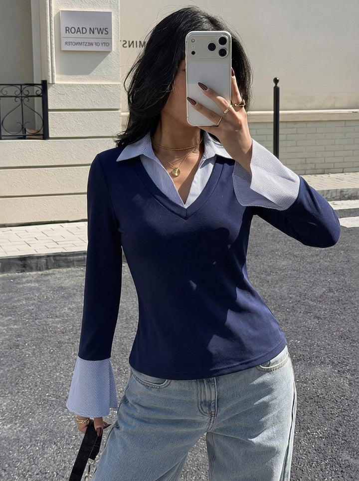 Layered Look V Neck T Shirt