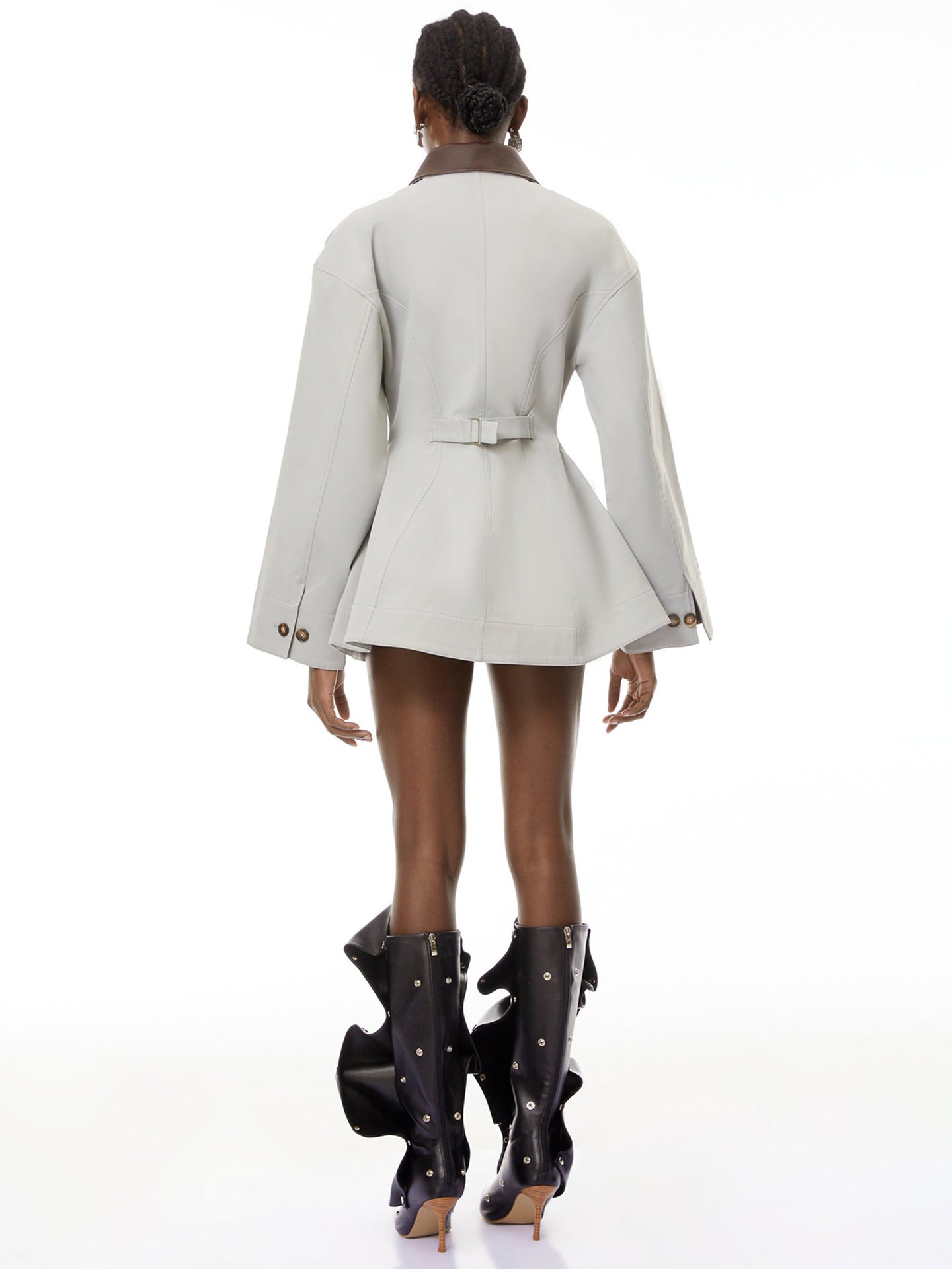 Tailored Contrast Collar Zip Up Jacket