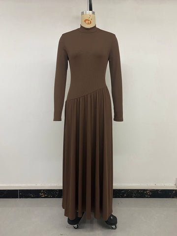 Elegant Mock Neck Maxi Dress