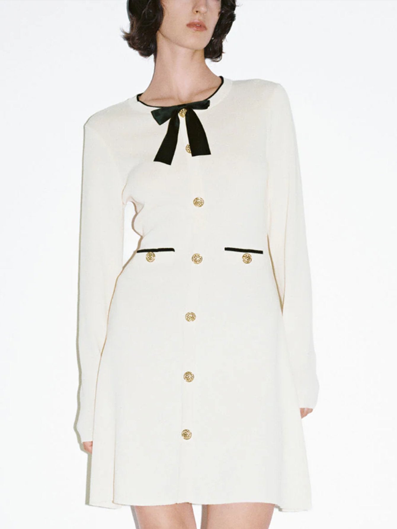 Urban Revivo Knitted Long Sleeve Dresses-Black