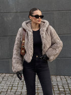 Cropped Plush Faux Fur Jacket