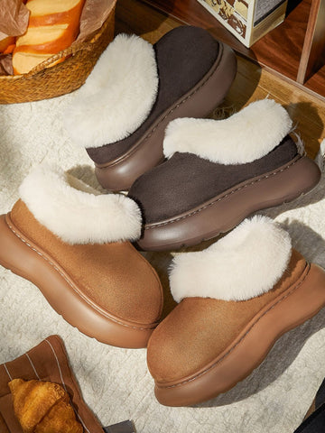 Fuzzy Platform Suede Ankle Boots