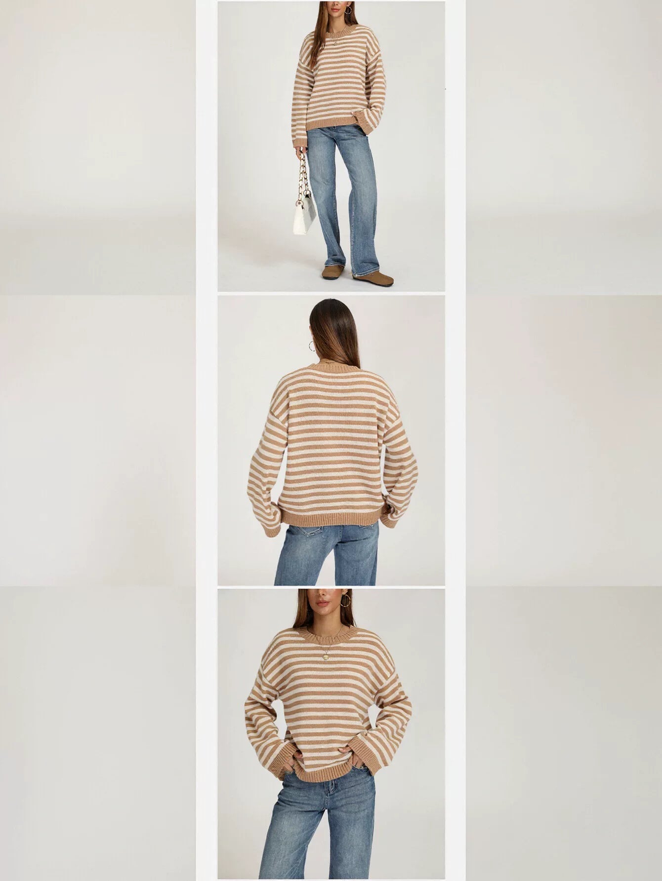 Cozy Striped Oversized Crewneck Sweater