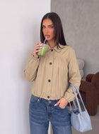 Pleated Button Up Crop Jacket