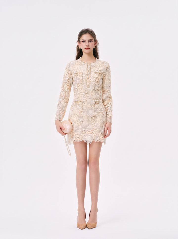 Elegant Floral Lace Mini Dress