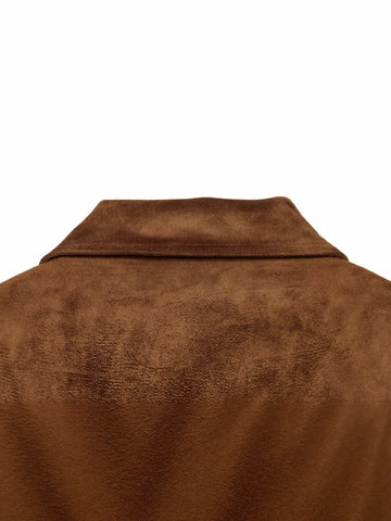Cropped Suede Drawstring Utility Jacket