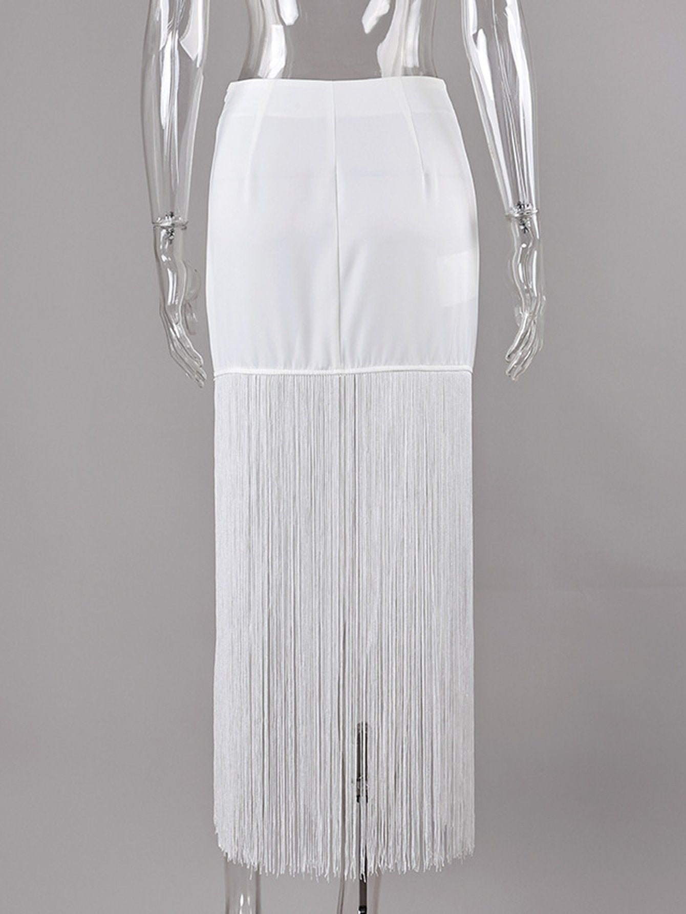High Slit Fringed Maxi Skirt