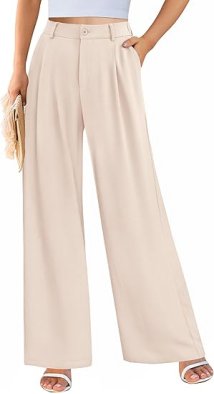 High Waisted Pleated Wide Leg Trousers