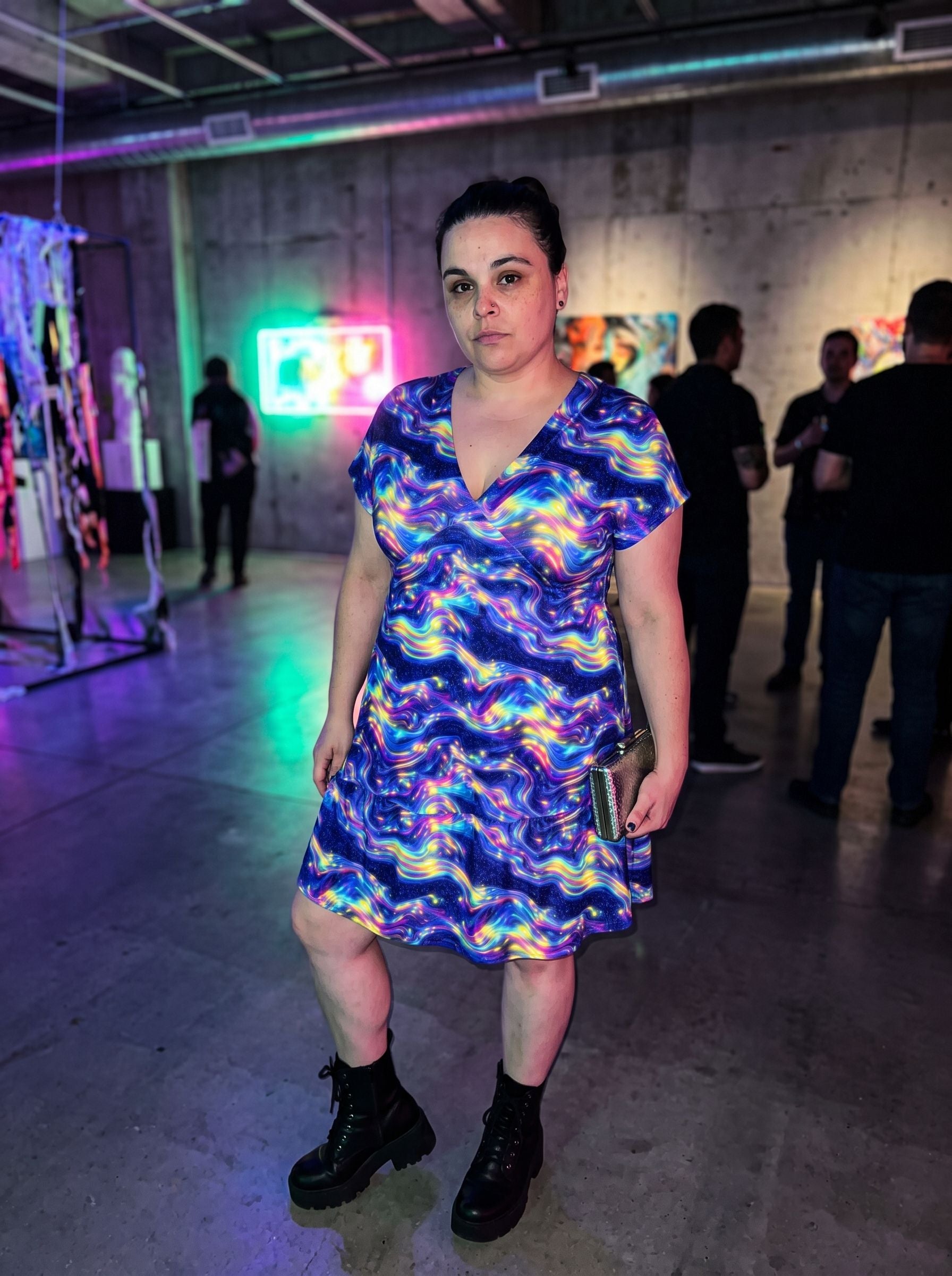 Beautiful  Cosmic Nebula Print Mini Dress