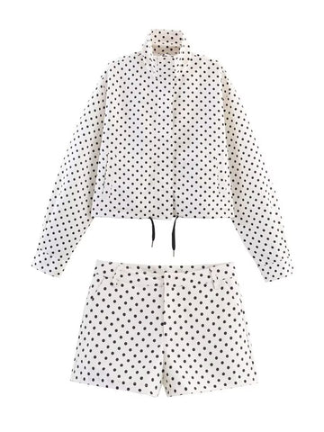 Polka Dot Cropped Drawstring Jacket
