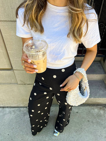 High Waisted Polka Dot Wide Leg Pants