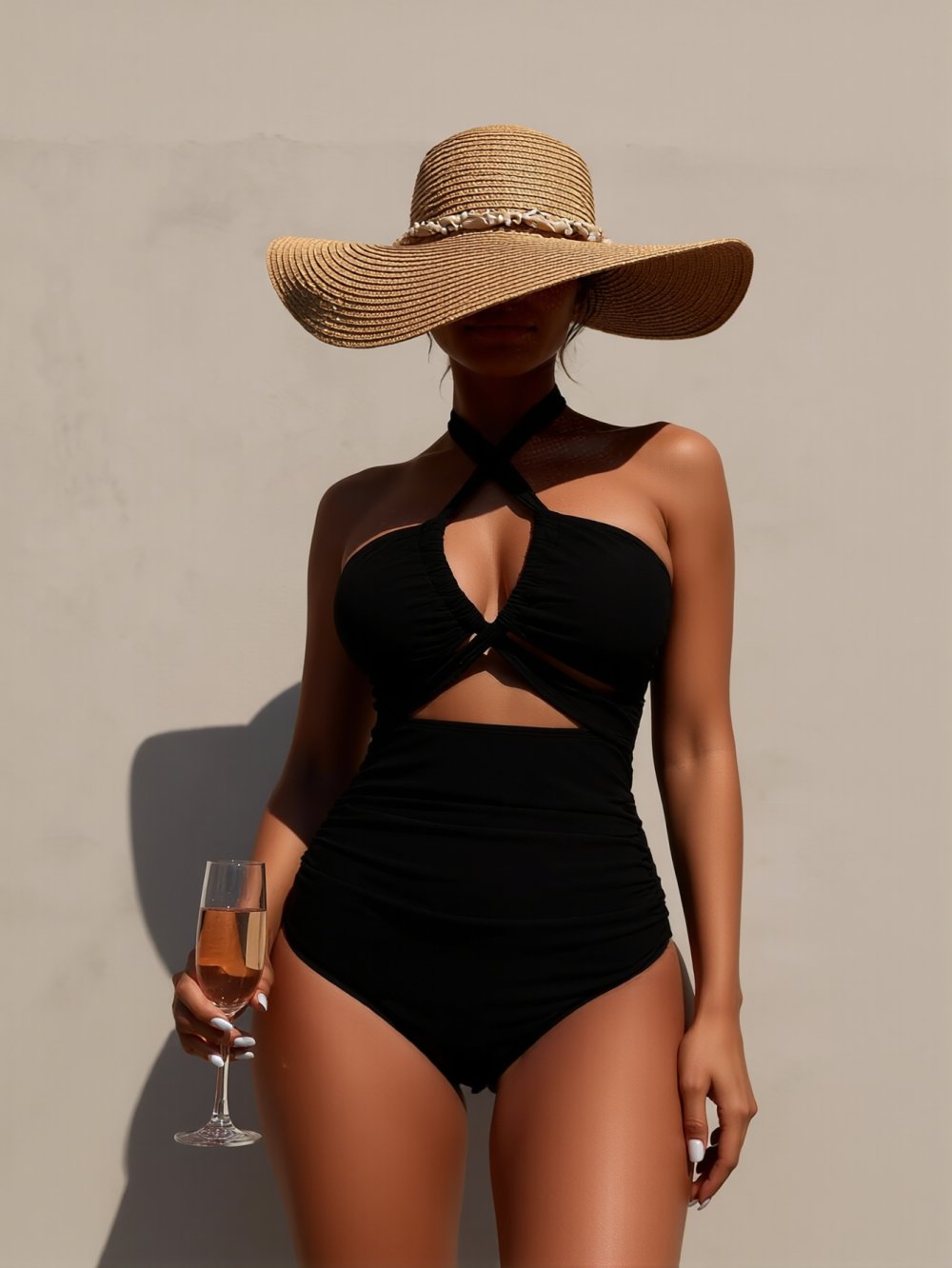 Sexy Halter Cutout One Piece Swimsuit