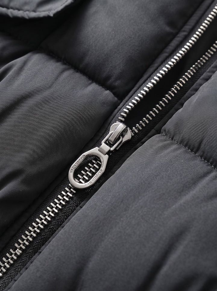 Faux Fur Collar Cropped Puffer Jacket