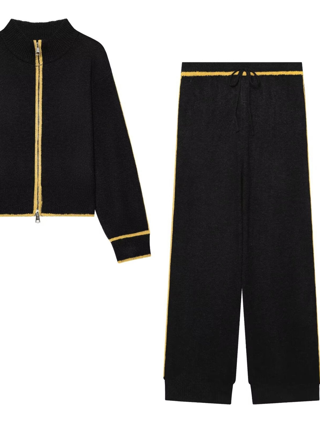 Cozy Zip Up Knit Pants Set