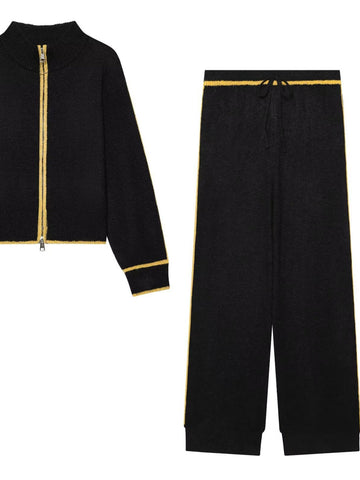 Cozy Zip Up Knit Pants Set