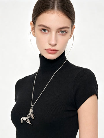 Gothic Grunge Skull Butterfly Necklace